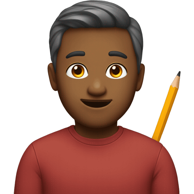 a content editor with a pencil behind their ear, only face like an apple memoji emoji