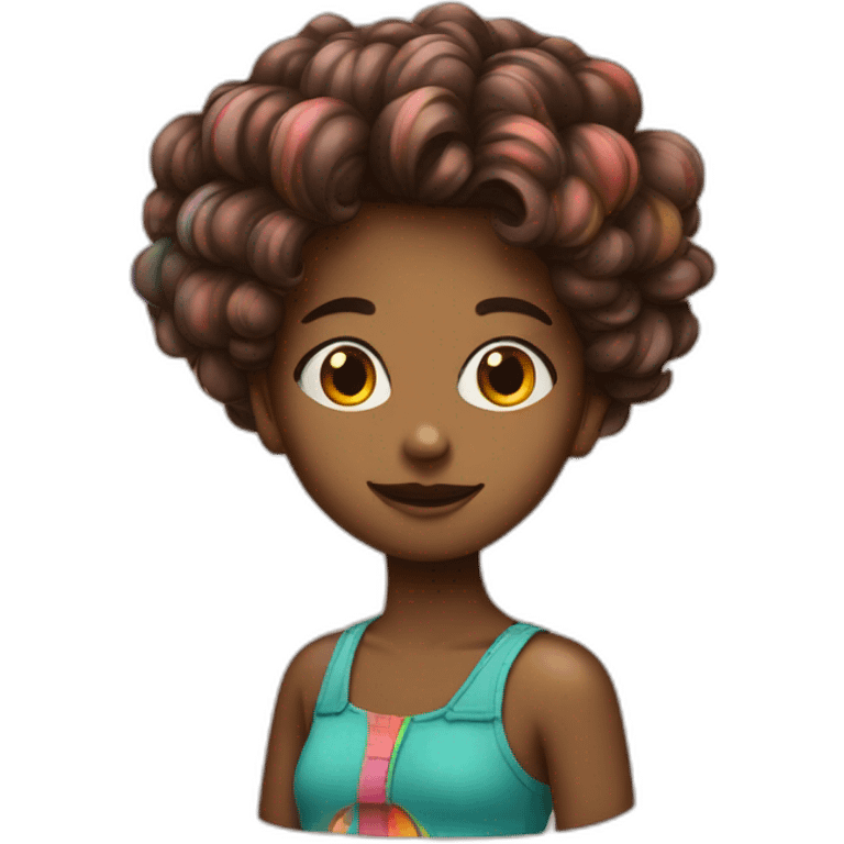 Fille avec cheveux multicolore emoji