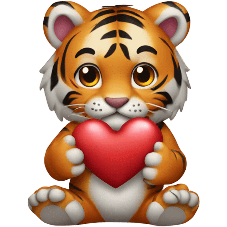 Tiger holding a heart  emoji