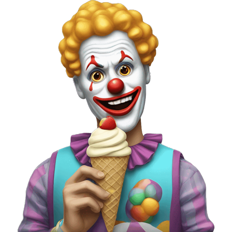 Art the clown holding a ice-cream  emoji