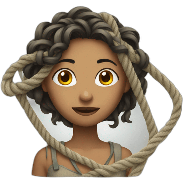 women tangled with rope emoji