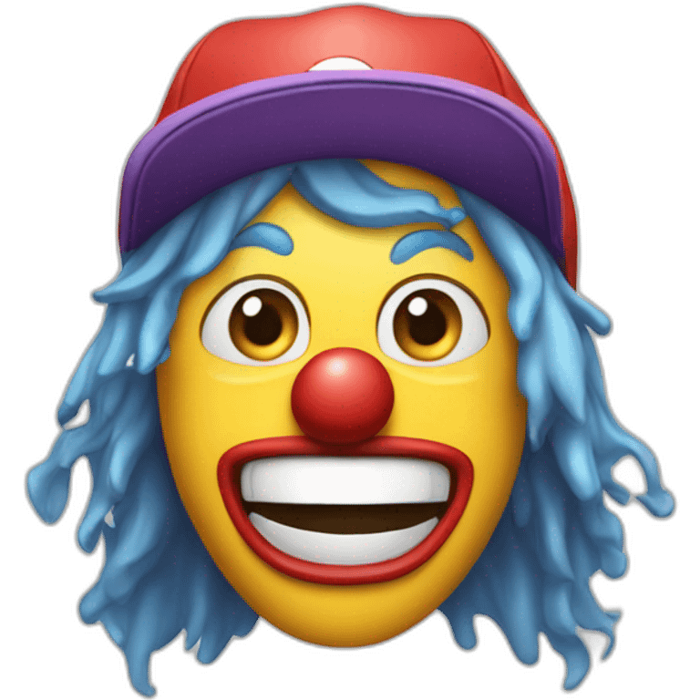 shy clown screaming in a snapback emoji