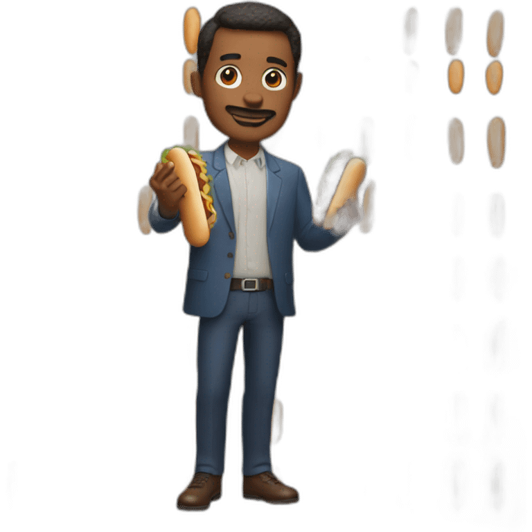 Man with hot dog hands emoji