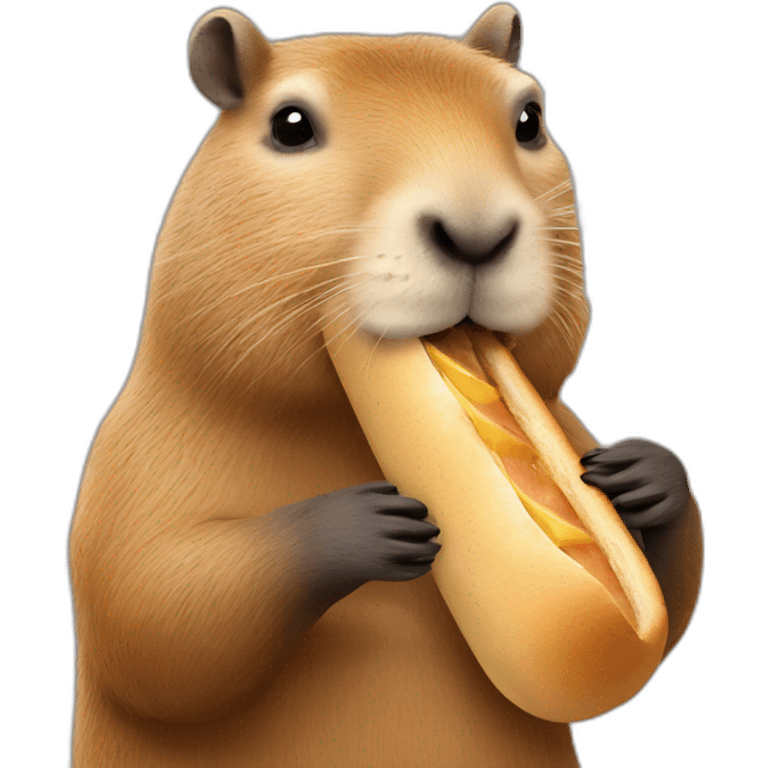 goofy looking capybara eating a baguette emoji