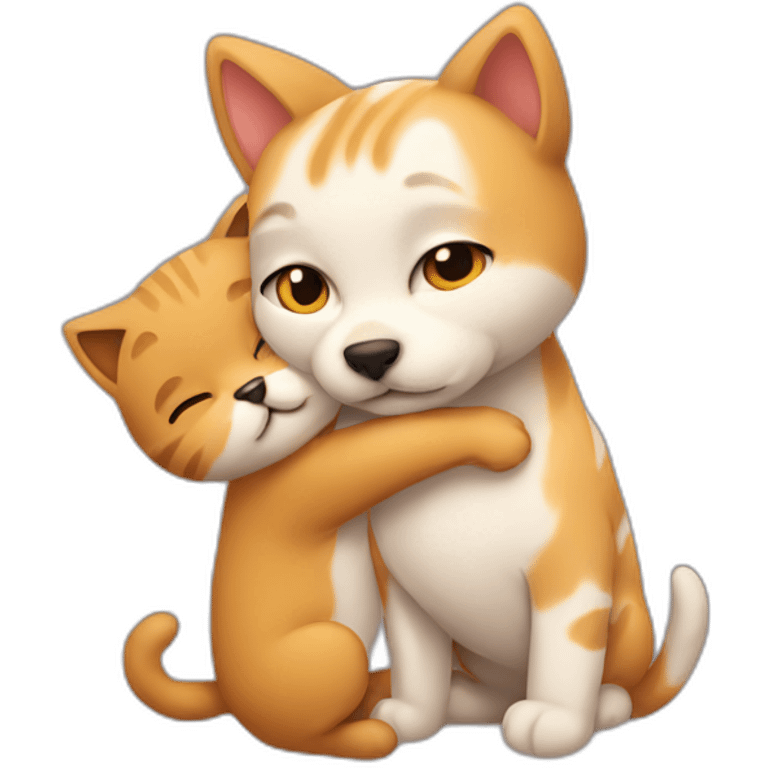 cat hug dog emoji