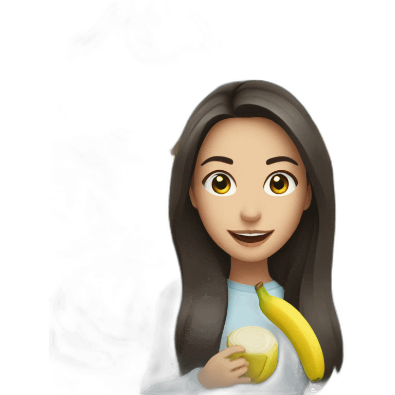 Emily Willis en train de manger une banane emoji