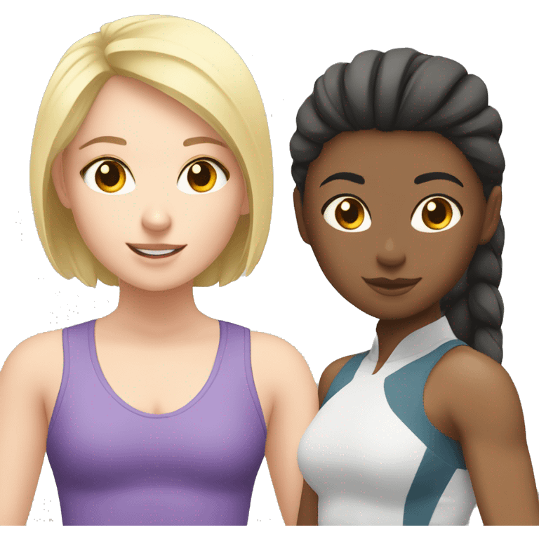 White girl and Asian girl at the gym  emoji