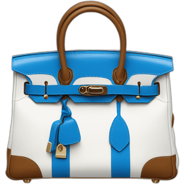 Birkin with a blue flap and white front emoji