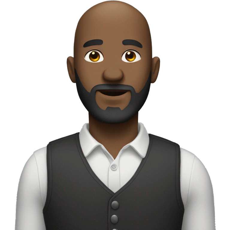 Black Bald man with big beard point up emoji