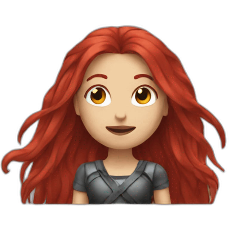 metal girl with long red hair emoji