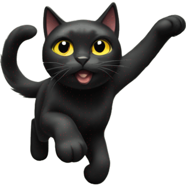 Black cat hunting birds emoji