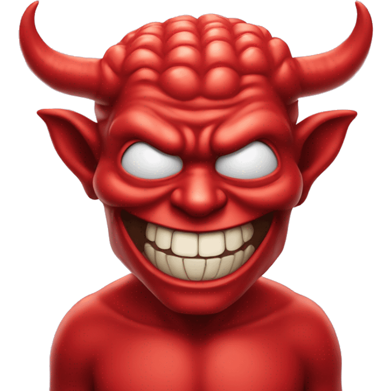 Smiling devil with a smart big brain emoji