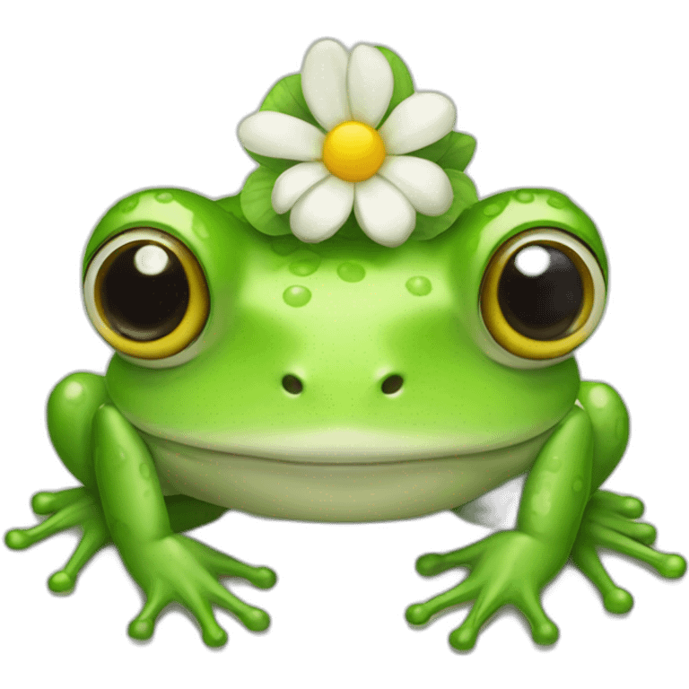 frog with a flower on its head emoji