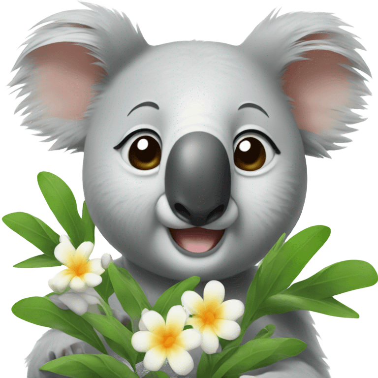 A koala that breathes a flower emoji