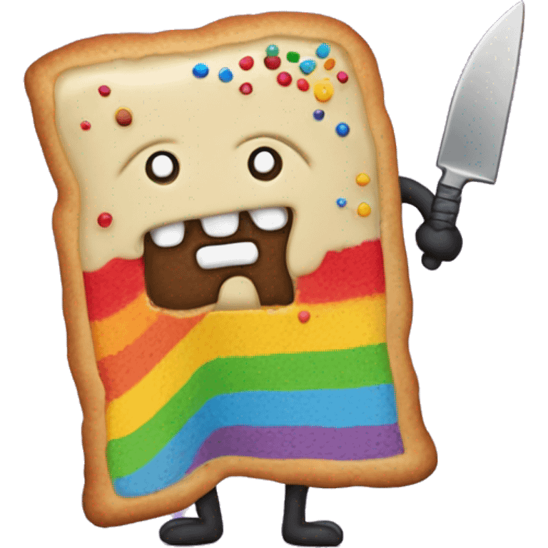 Rainbow evil poptart with a knife emoji