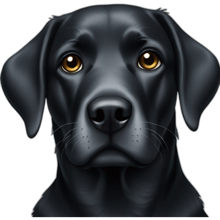 black Labrador portrait with silver patches and one black eye patch emoji