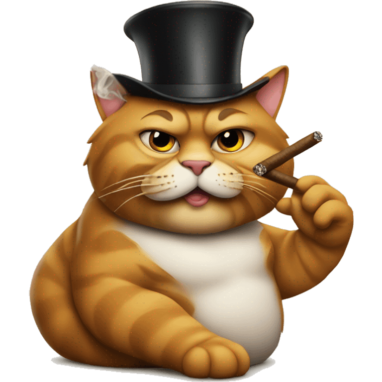 big fat cat with a cigar and smoking  emoji