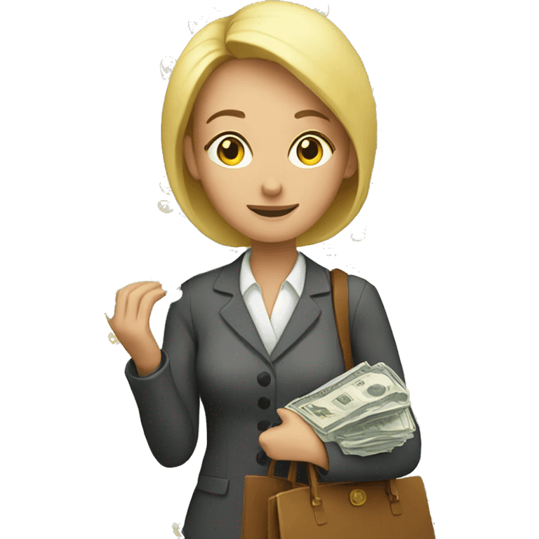 Lady hoarding her money emoji