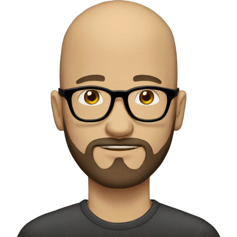 bald man with brown beard and hipster glasses emoji