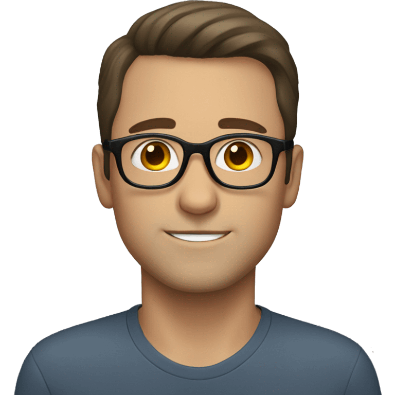 WHITE MAN with dark brown hair with circle brown glasses emoji