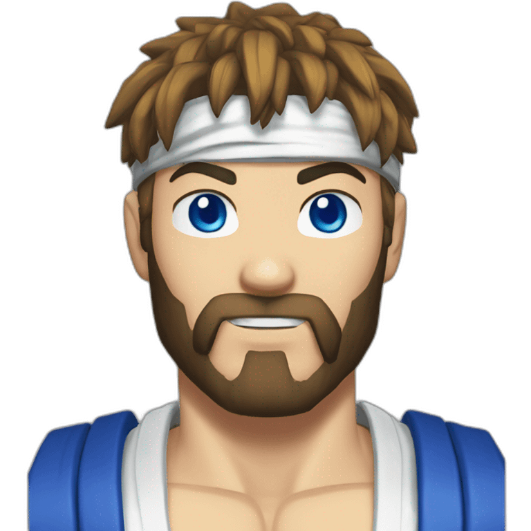 ryu street fighter blue eyes with beard emoji