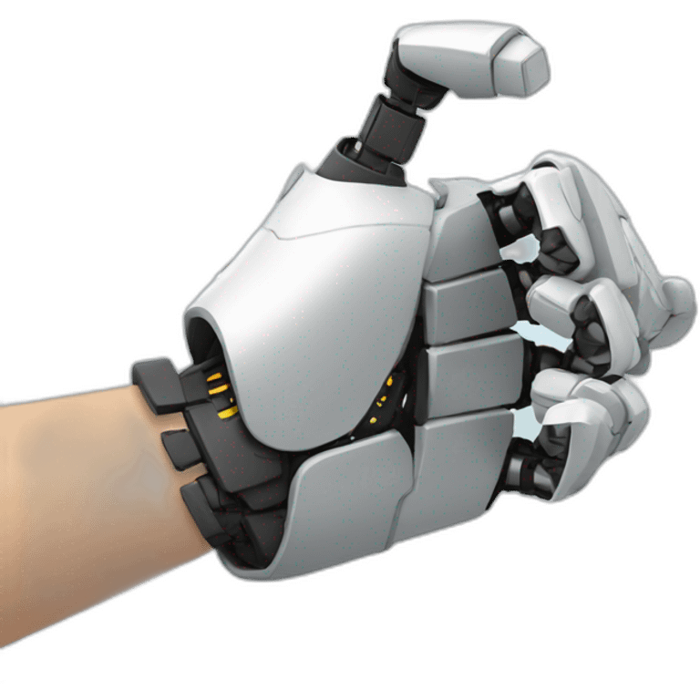 robot stretch left hand, busts, lateral view emoji