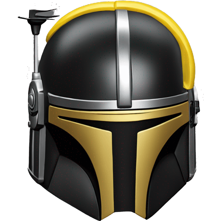 black and yellow mandalorian helmet with antenna emoji