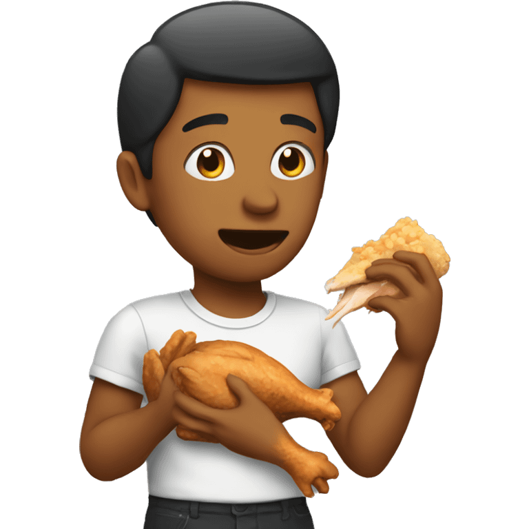 Person eating chicken emoji