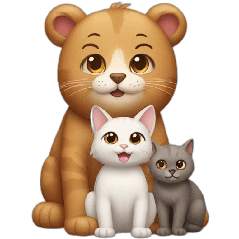 Two cats with a bear emoji