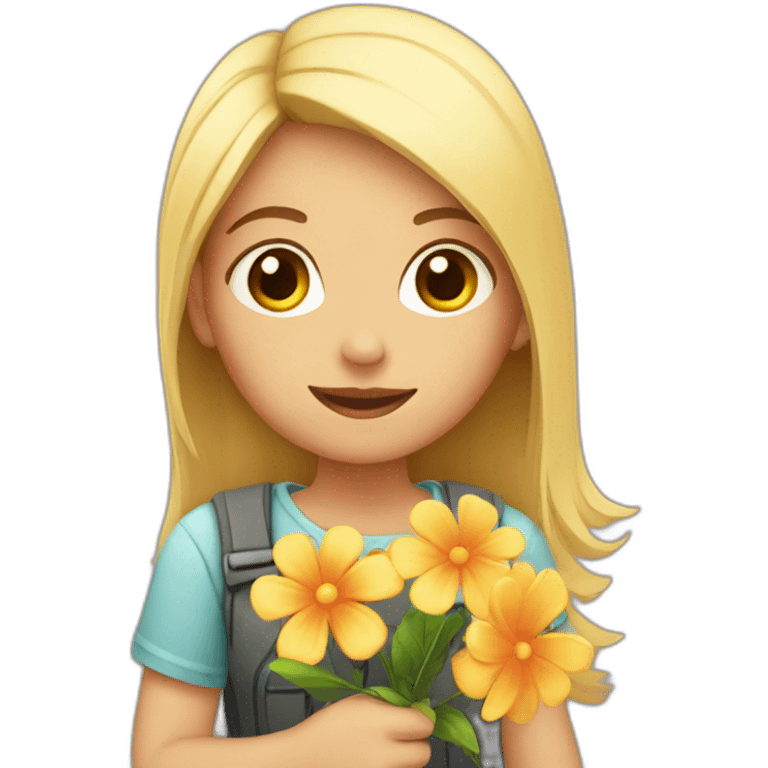 Girl holding a flower emoji