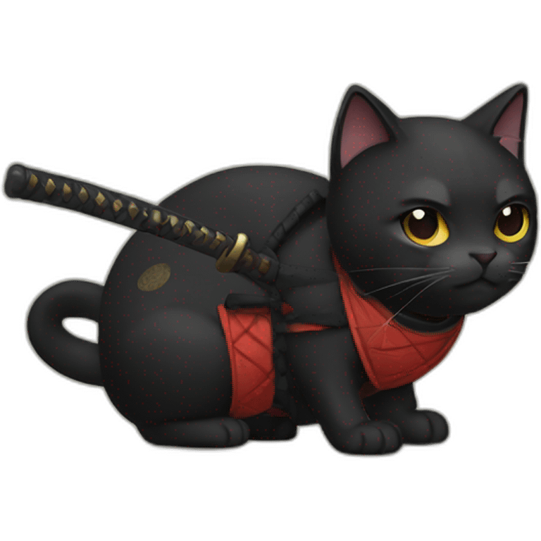 samurai black cat emoji