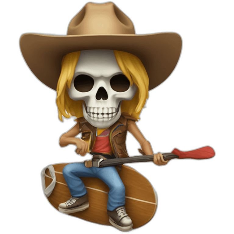 skull surfer cowboy emoji