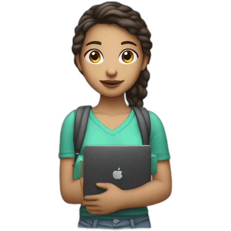 IT light skin girl student holding laptop emoji