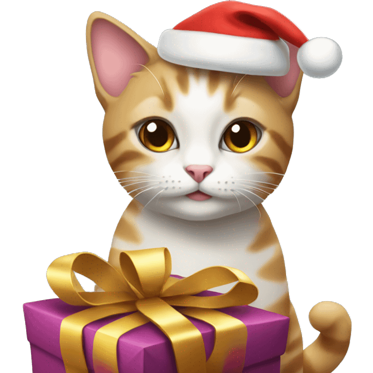 Cat with a Christmas present  emoji