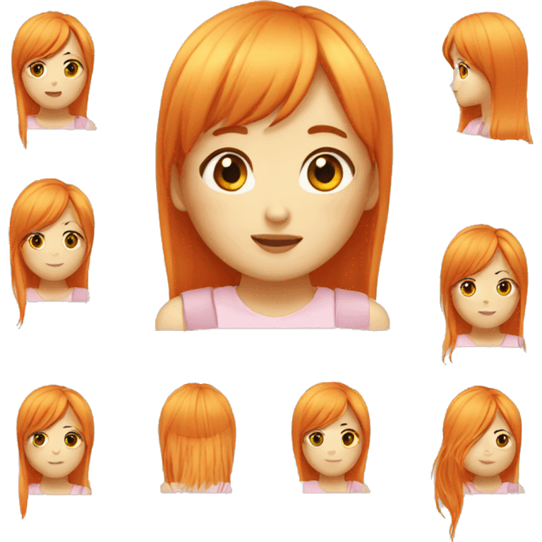 asian girl long orange hair with bang emoji