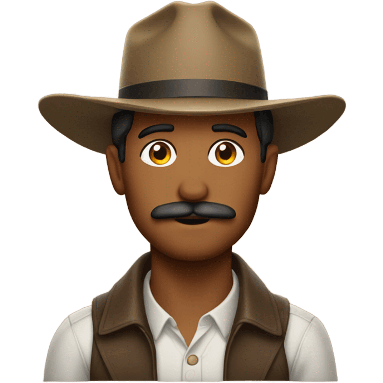 Brown man with a mustache in a Stetson  emoji