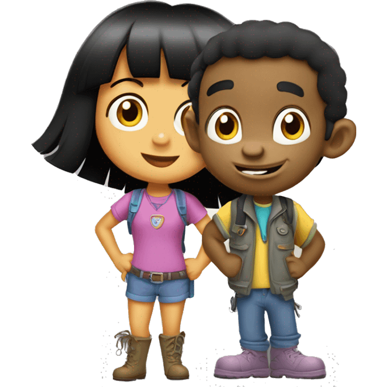 Dora the Explorer and boots the gray monkey emoji