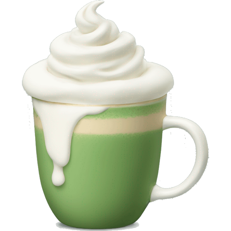 Sage green latte with whipped cream emoji