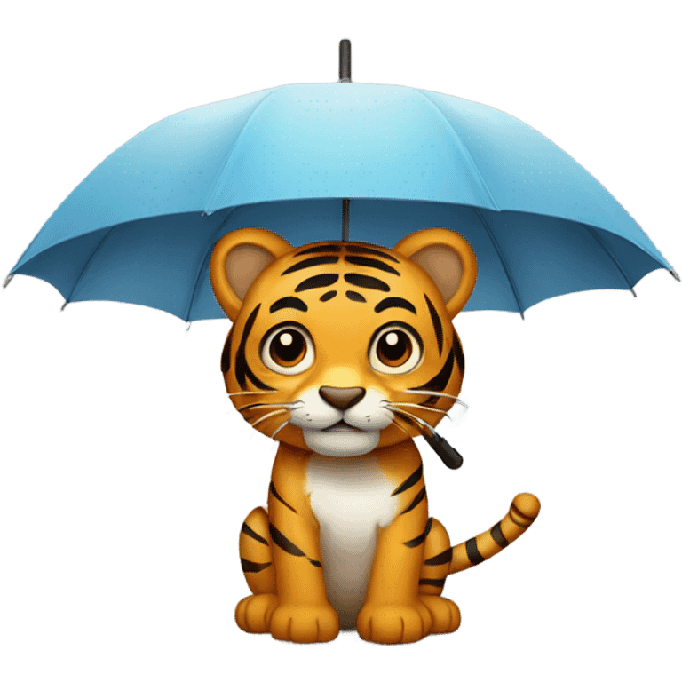 Tiger with umbrella  emoji