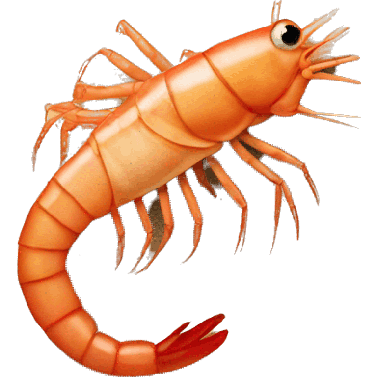 A shrimp resting on the beach emoji