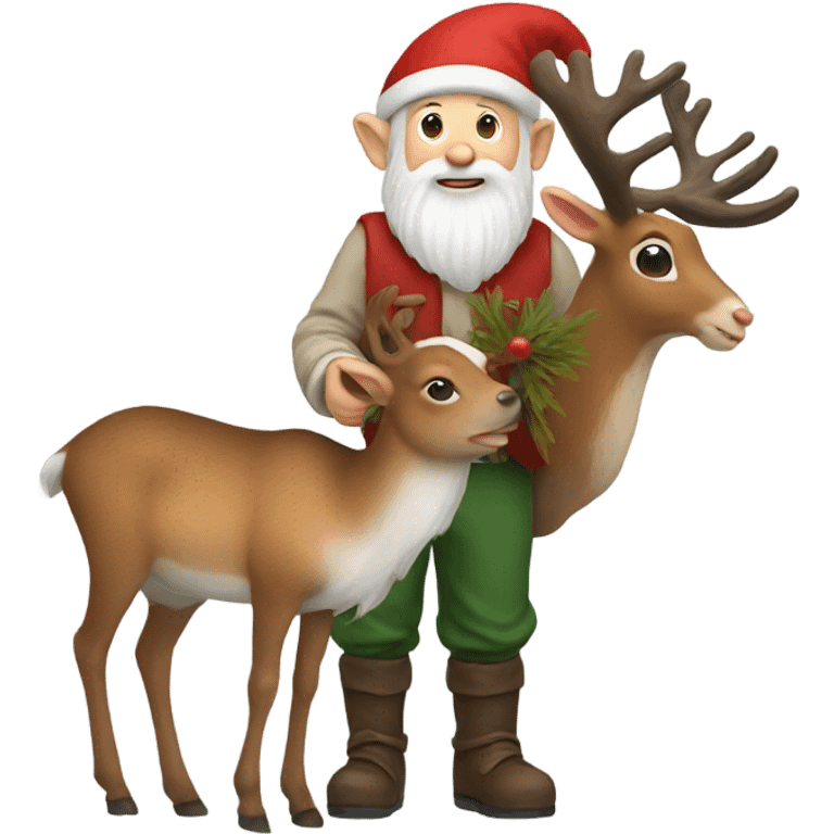 Gnome holding reindeer emoji