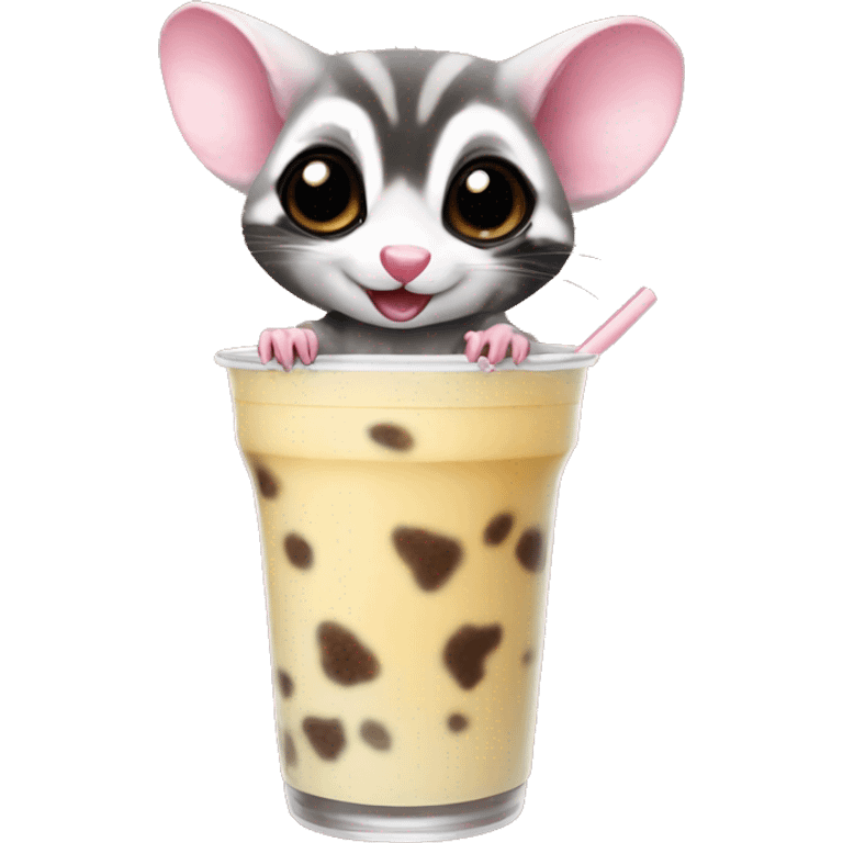 sugar glider drinking boba tea emoji