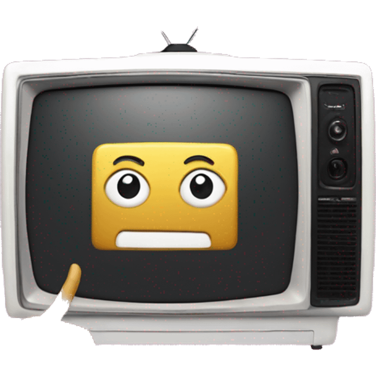 box tv with static on the screen, along with two hand prints emoji