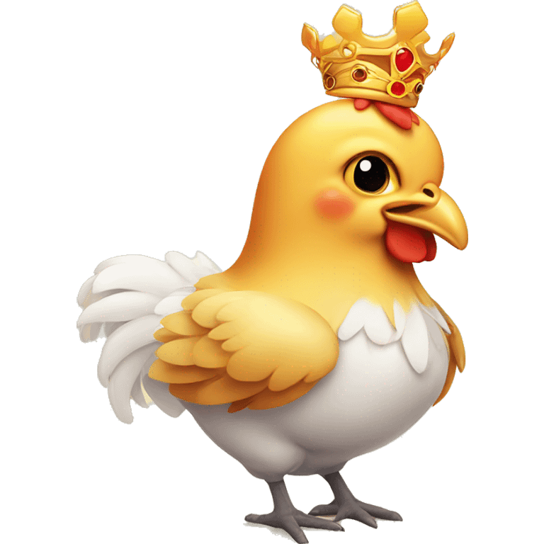 Cute chicken surrounded by fire wearing a tiara emoji