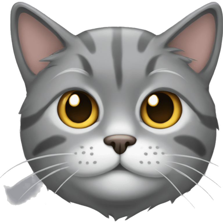 Gato persa gris con cara seria emoji