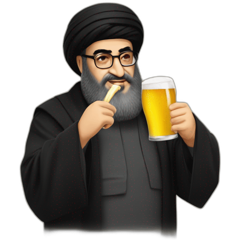 hasan nasrallah drinking a beer emoji