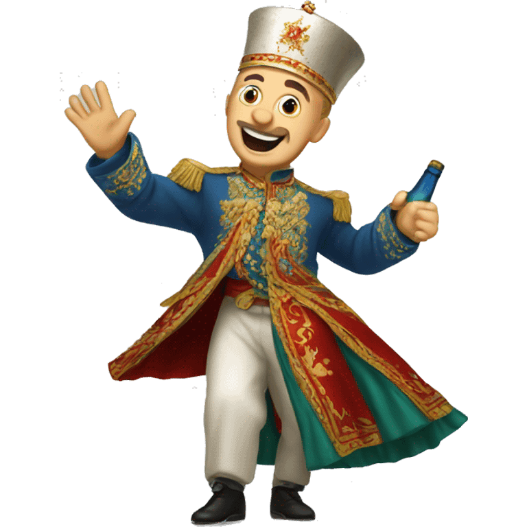 Russian Czar dancing with bottle emoji