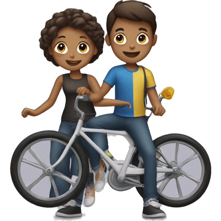 Girl and boy on bike emoji