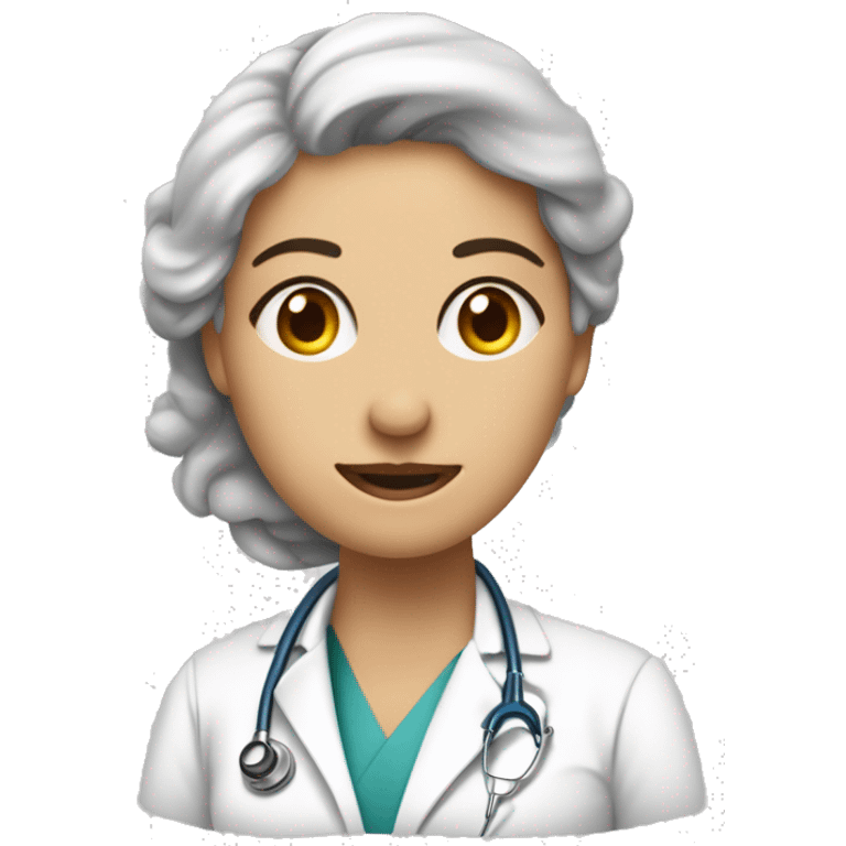 Dessine moi une image humoristique d'un docteur femme en train de faire une piqure à un patient avec une très grosse seringue.  emoji