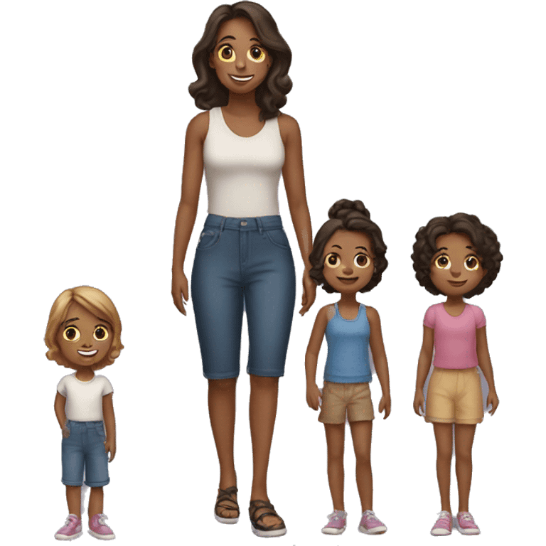  American woman and 1 daughter and 3 boys  emoji